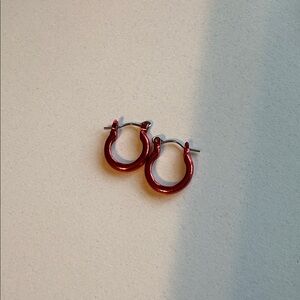 NWOT Red Hoop Earrings